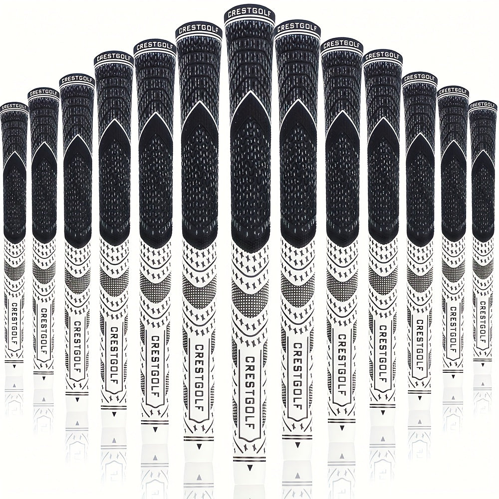 Midsize Golf Grips Set 13 Pack – All Weather Hybrid Rubber Golf Club Grips with Ecological Yarn Thread Technology, Multiple Colors, Fits Full Set of Clubs (Black, White, Red, Orange, Yellow, Blue, Gray)