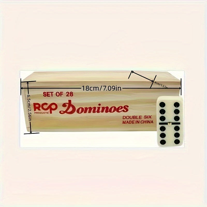 Double 6 Dominoes Set 28pcs in Wooden Case – Classic Family Board Game for Game Night Gatherings Kids Adults Gift
