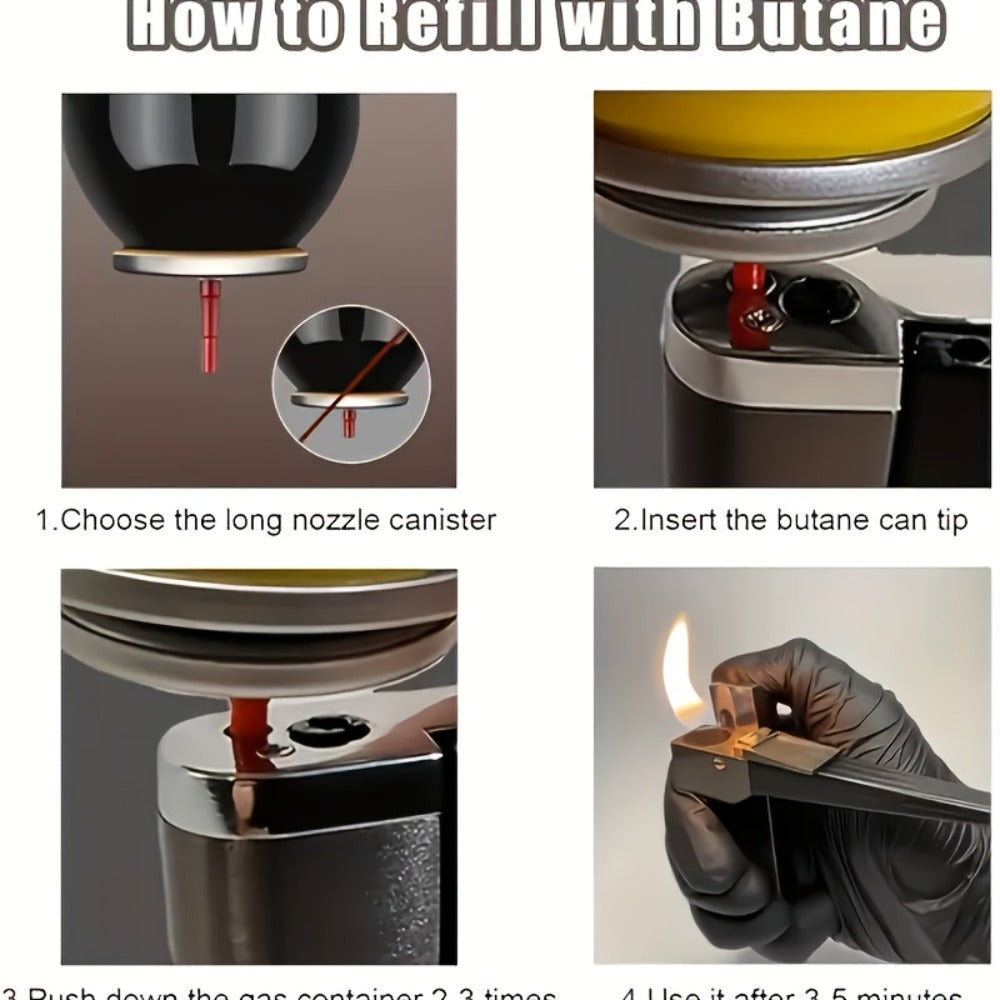 Folding Pipe Lighter Refillable 2-in-1 with Adjustable Flame, Metal-Crafted Durable Design, Gift Box Included – Windproof Butane Lighter for Men, Outdoor, Christmas & Valentine’s Day Gift