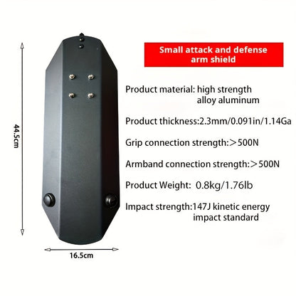 Tactical Arm Shield with Window Breaker Tool, Handheld Riot Shield High-Strength Steel Protective Gear for Outdoor Hunting Vehicle Emergency, Self Defense Shield for Men Birthday Christmas Halloween Gift