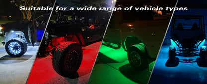 RGB Rock Lights Kit for Trucks & Cars, Sound-Activated LED Underbody Lights with APP & Remote Dual Control, 9 Large Beads Multicolor Chassis Neon Footwell Lighting for Pickup Off-Road