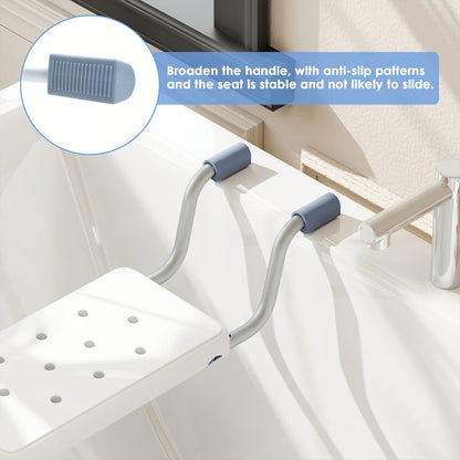 Bath Seat Adjustable Aluminum Shower Chair – Suspended Bathtub Stool with Anti-Slip Handles, 300 lbs Capacity | Lightweight Retractable Bath Board for Elderly, Disabled & Injured, 3 Length Settings