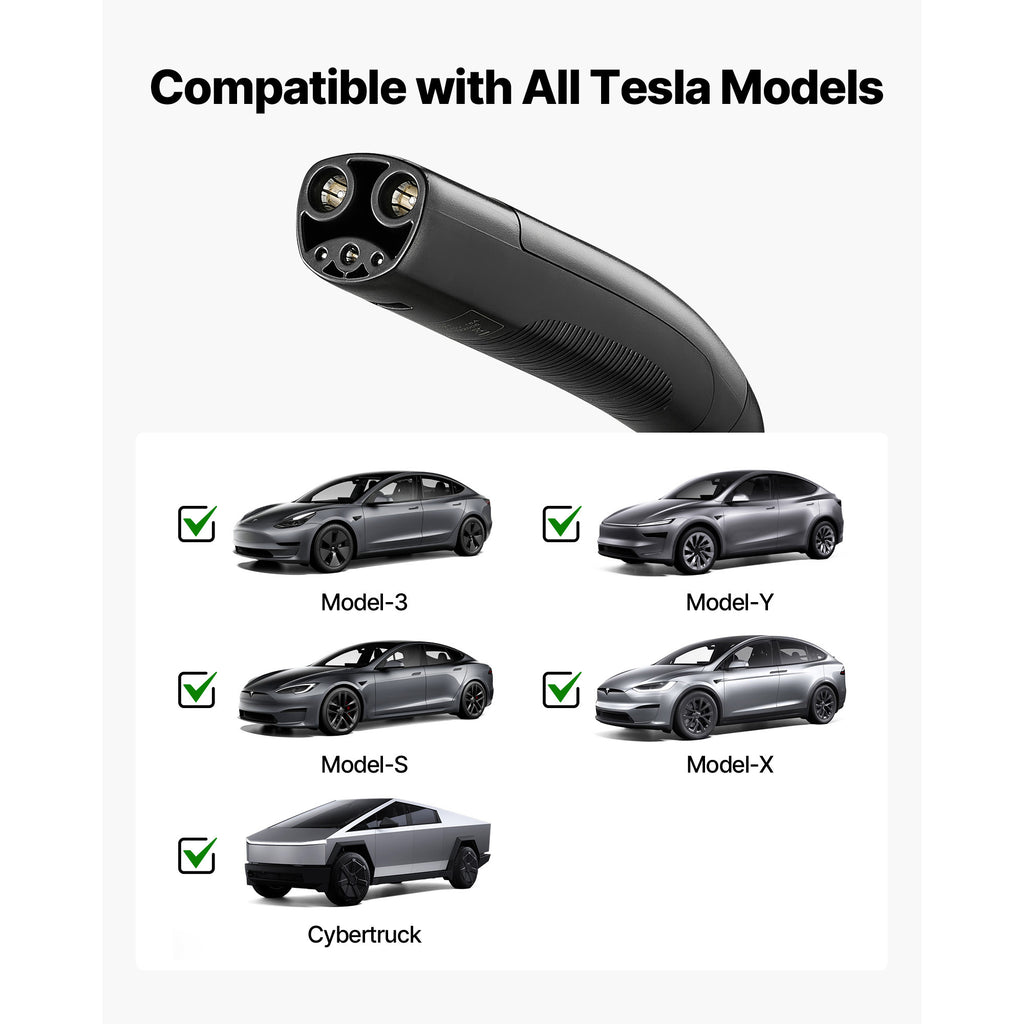 VEVOR Level 1/2 Tesla Charger 16A Portable EV Charger 25 ft Cable 120V-240V NEMA 6-20P