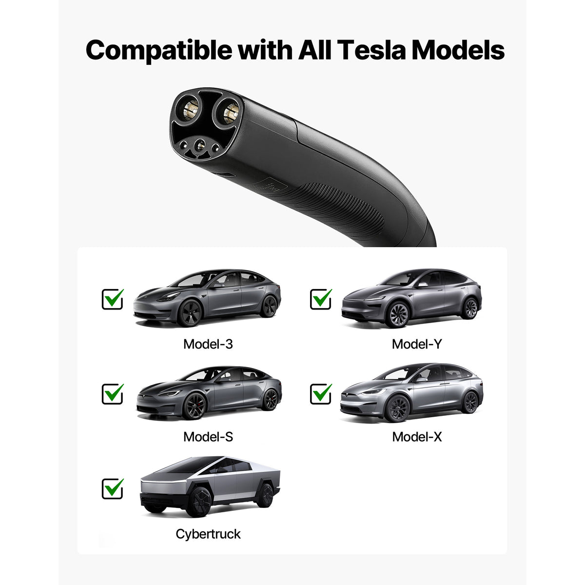 VEVOR Level 1/2 Tesla Charger 16A Portable EV Charger 25 ft Cable 120V-240V NEMA 6-20P