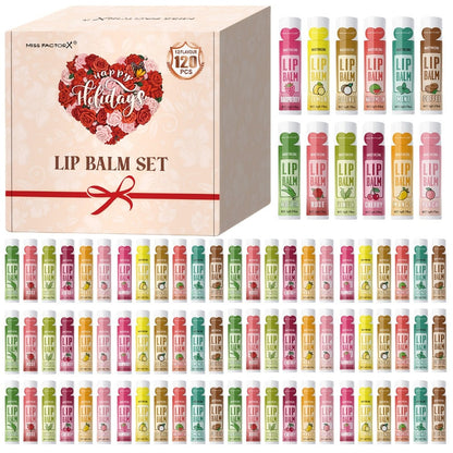 Moisturizing Lip Balm Bulk Set 120 Pcs — 12 Flavors Lip Butter with Jojoba Oil, Glossy Natural Shine Long-Lasting Hydration for All Skin Types, Holiday Party Favor Gift for Women Girls