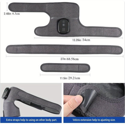 Heating Knee Massager 3-in-1 Wireless Vibrating Knee Brace - Electric Heating Pad with Vibration Massage for Knee, Shoulder & Elbow Pain Relief, Universal Fit, Gray