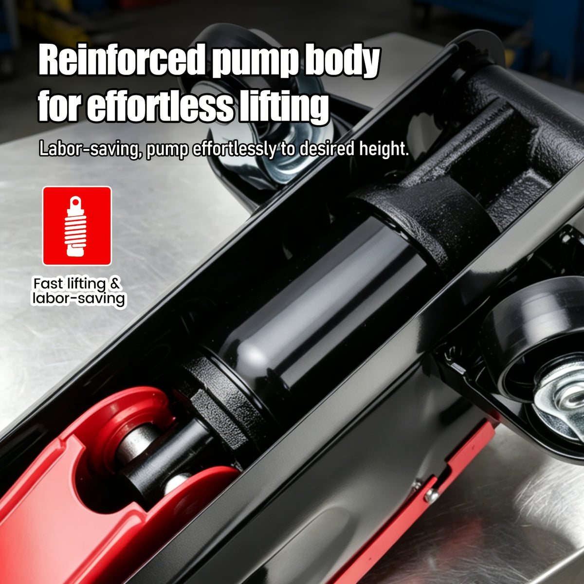 2-ton Grounded Lifting Pump - Single-cylinder Downward-pressing Hydraulic Car Jack, with Lifting Range Of 3.2 Inches to 11.6 Inches (orange), 3.2 Inches to 13 Inches (red), Suitable for Vehicle Maintenance
