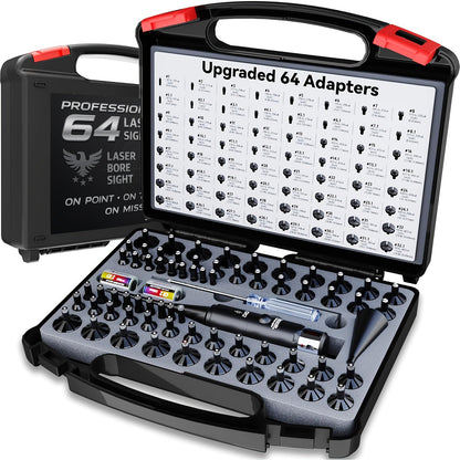 Laser Bore Sighter Kit with 64 Adapters, Red Laser Bore Sight for Rifles Shotguns Pistols Revolvers, Multi-Caliber .17 to 12GA Boresighter 400 Yard Range 72Hr Battery Life Class IIIA