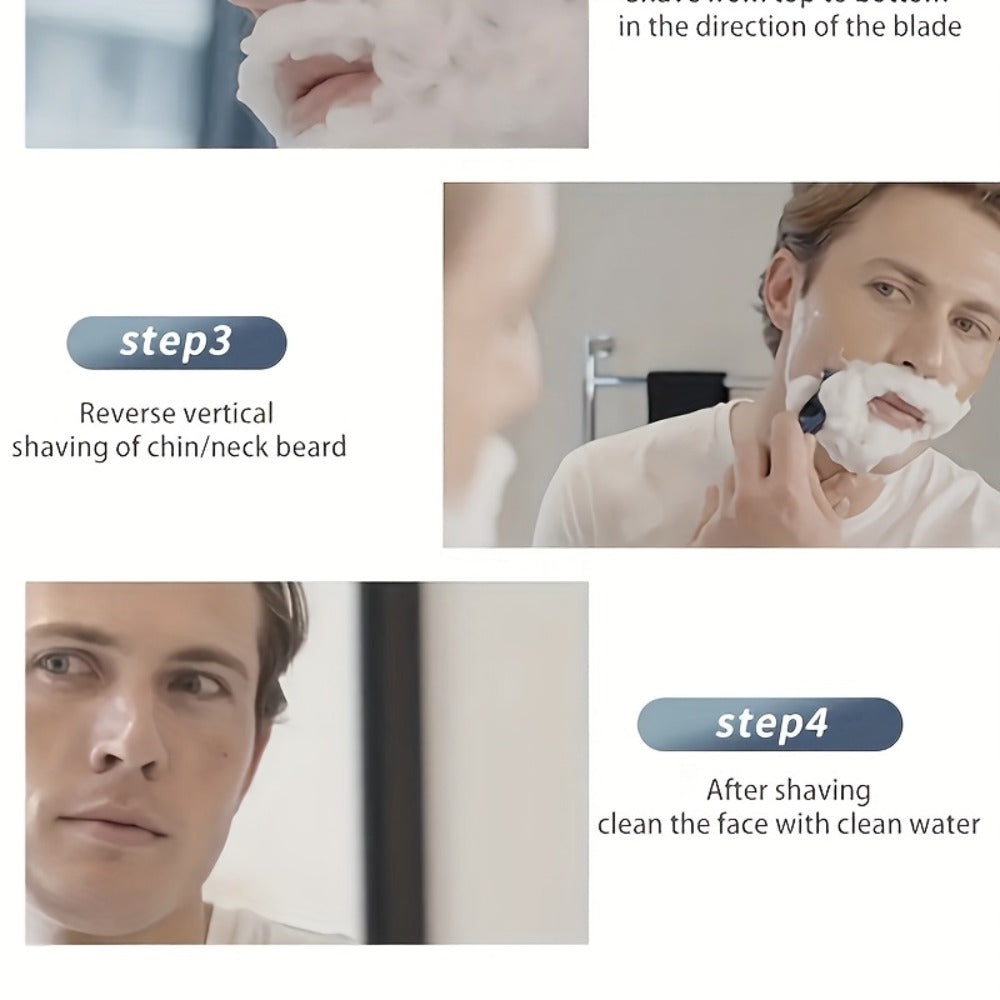 Safety Razor for Men 7-Layer Progressive Blades — Non-Slip Stainless Steel Handle Classic Double Edge Razor for Beard & Mustache Grooming, 1 or 2 Handle + 15–36 Blade Pack Options