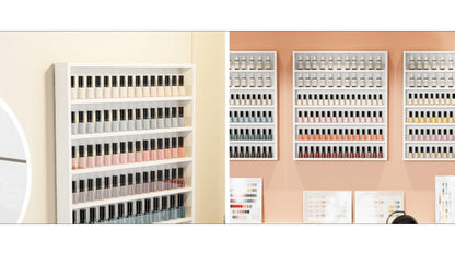 Wall Mount Nail Polish Rack Organizer 6 or 10 Tier with Acrylic Baffle Salon Display Shelf for Gel Polish Storage Nail Studio Home Spa Vanity Black White Pink