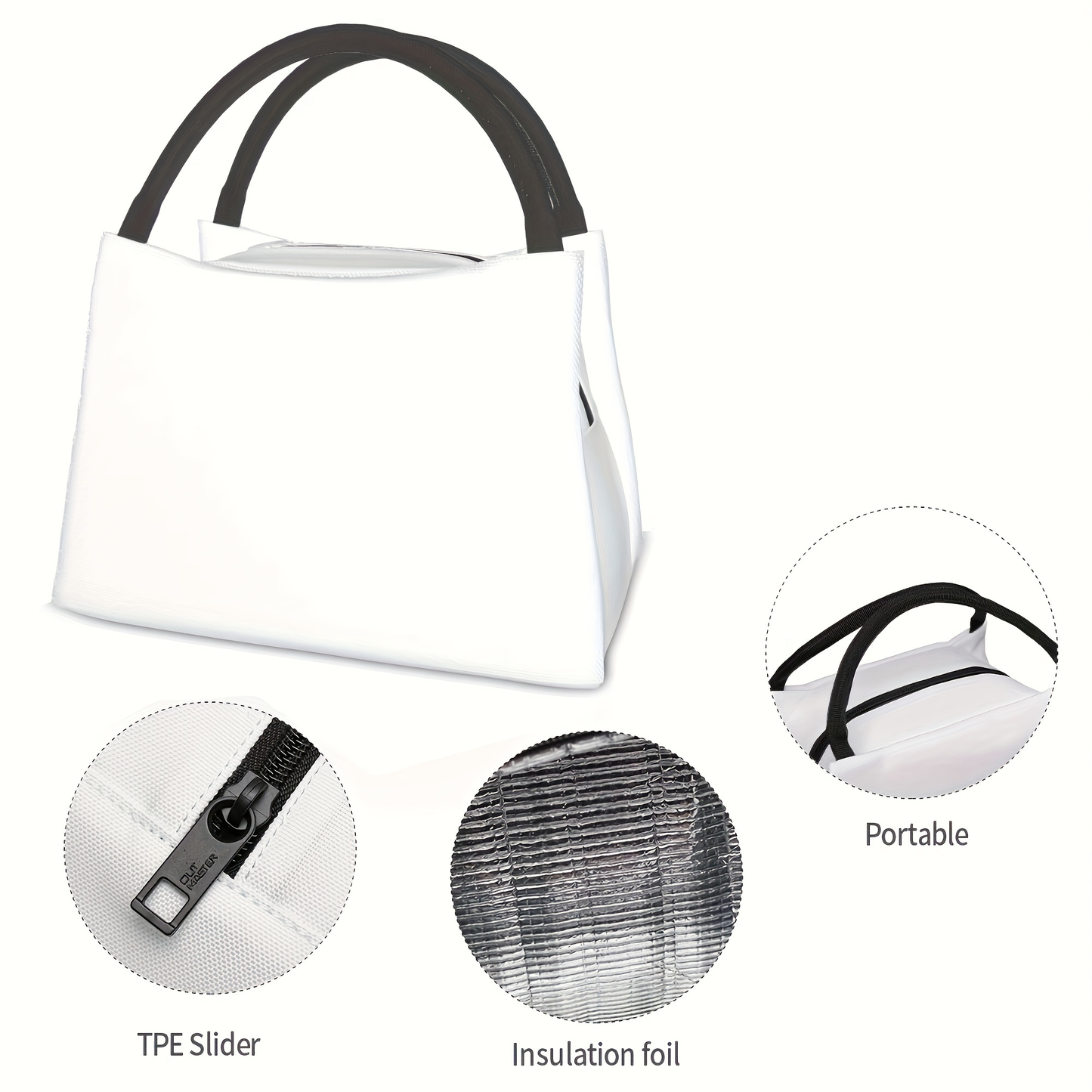 Insulated Lunch Bag Reusable Polyester Tote 11x6.5x7 In – Leakproof Thermal Cooler Bag for Work, Office, School, Camping, Picnic & Beach, Lightweight & Durable Everyday Lunch Carrier for Men & Women