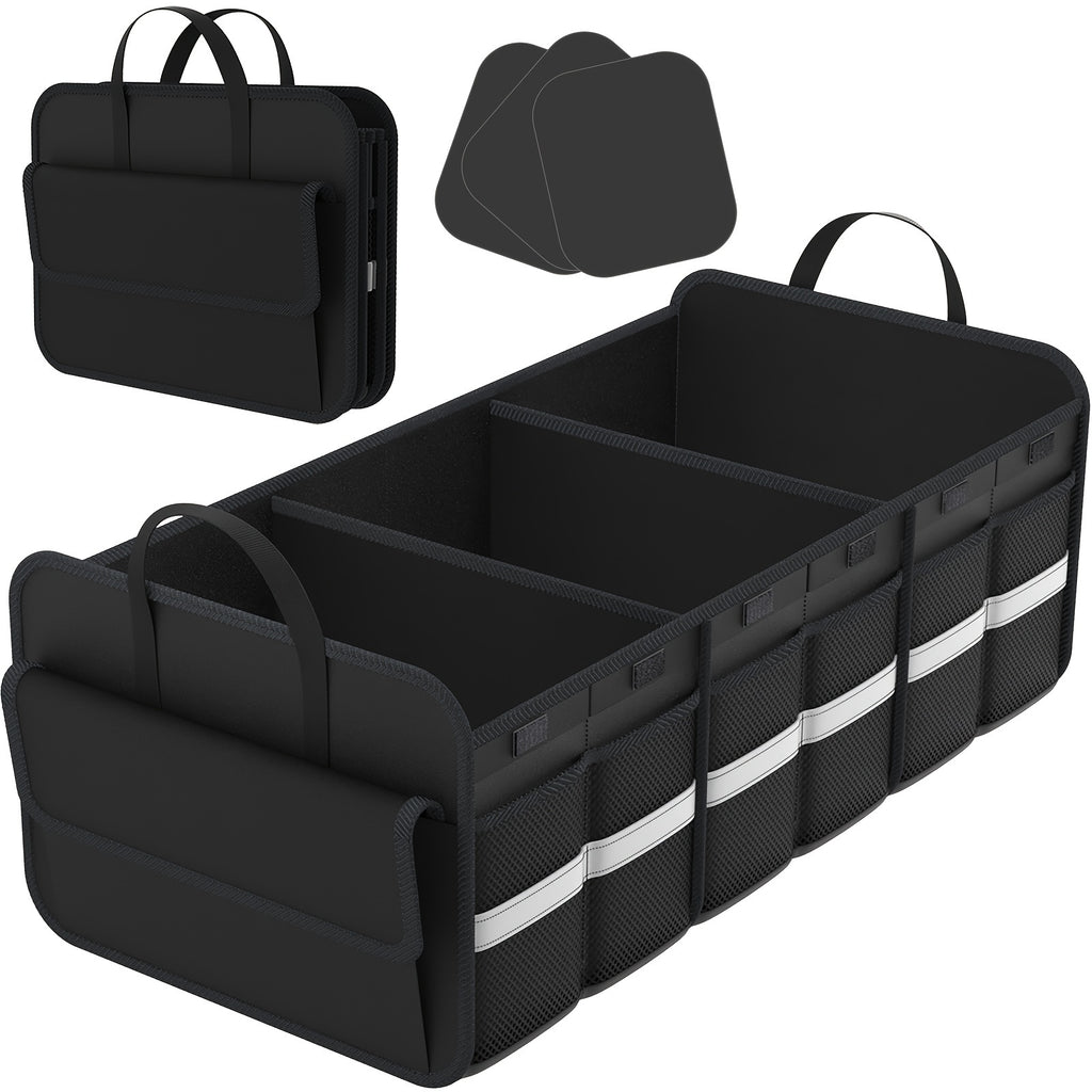 Trunk Organizer For SUV, Large Trunk Organizer For Car, Collapsible Multi-Compartment Car Trunk Organizer, Sturdy Cargo Trunk Storage Organizer, Non Slip Bottom