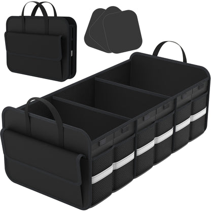 Trunk Organizer For SUV - Large Collapsible Multi-Compartment Car Trunk Organizer - Sturdy, Non-Slip Bottom - For SUV & Car Owners - Ideal for Road Trips & Travel