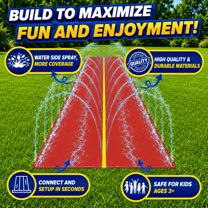 Kids Water Slide 18x5FT Backyard Slip and Slide – Dual Lane Zigzag Sprinkler, Heavy Duty PVC, Outdoor Summer Splash Toy for Boys & Girls Ages 3+ with 6 Stakes & Repair Kit Included