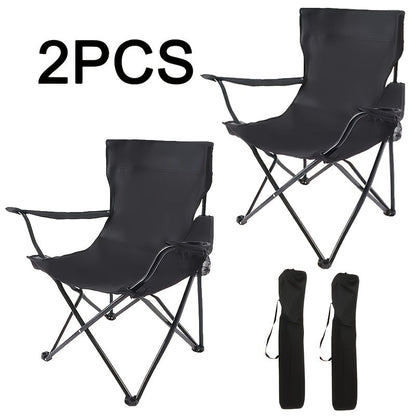 Foldable Camping Chairs Set of 2 Steel Frame Oxford Cloth with Cup Holder Solid Back Portable Folding Chair with Storage Bag for Camping BBQ Backyard Outdoor Indoor Picnic Beach Holiday Gift