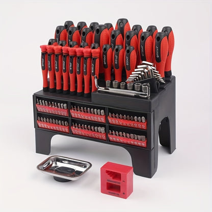 Magnetic Screwdriver Set 100/118/126-Piece – Insulated Chrome Vanadium Bits with Ratchet, Precision & Torx Drivers, Non-Slip Handles, Organized Storage Case for Electronics, Auto & DIY Repair