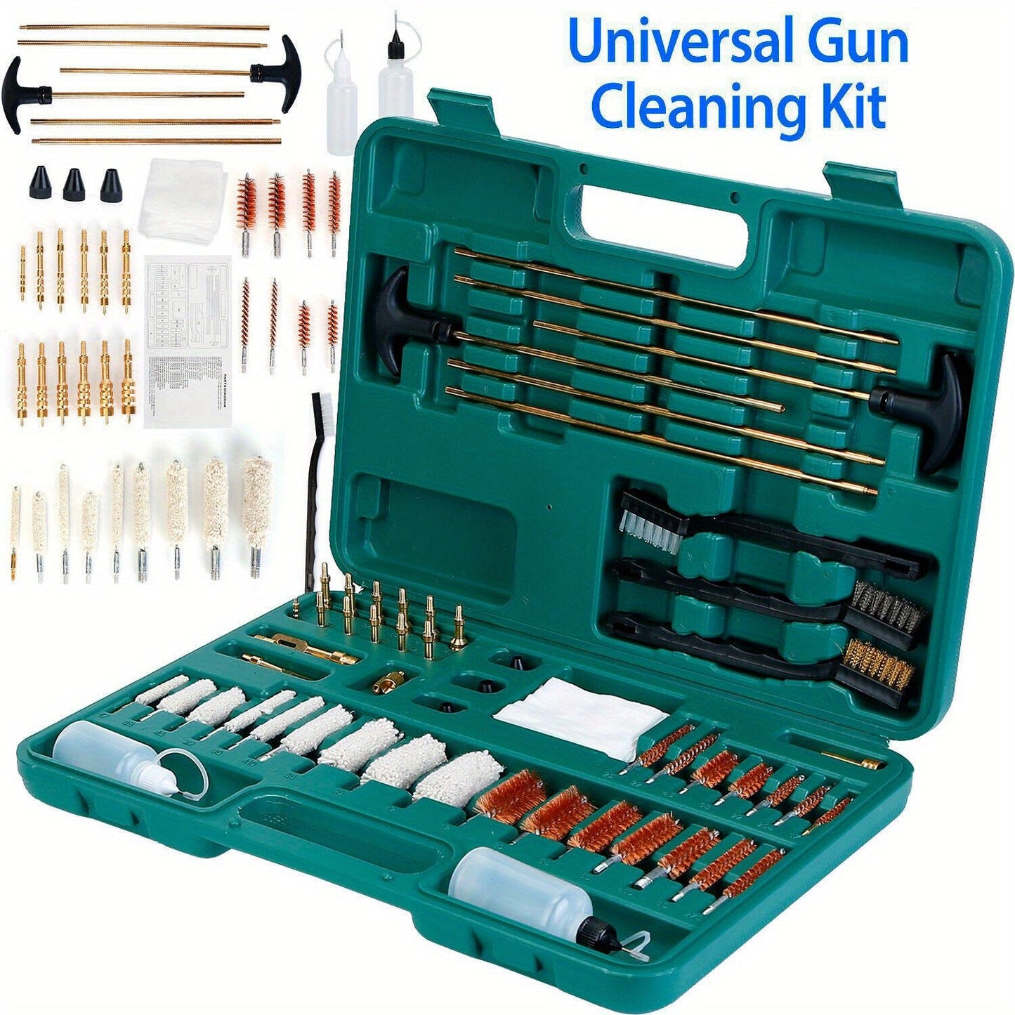 Gun Cleaning Kit 163pcs Universal Rifle Pistol Shotgun Muzzleloader Cleaning Set for Any Caliber with Carrying Case Plastic Cleaning Rods Brushes Patches Jags Complete Firearm Maintenance Kit