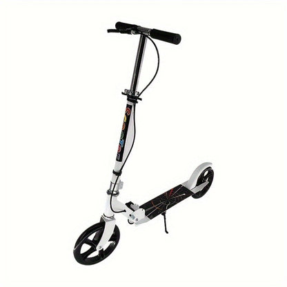 Foldable Commuter Scooter for Adults and Teens – 4-Gear Adjustable Height Double Brake Lightweight 2-Wheel Kick Scooter 220 lb Capacity, Eco-Friendly Gift for Youth Ages 14 and Up (White)