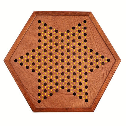Deluxe Wooden Chinese Checkers Game Set 12.5 Inch Hexagonal Board with Storage Drawer 60 Acrylic Marbles – Classic Family Strategy Board Game for Kids Adults Game Night Gift