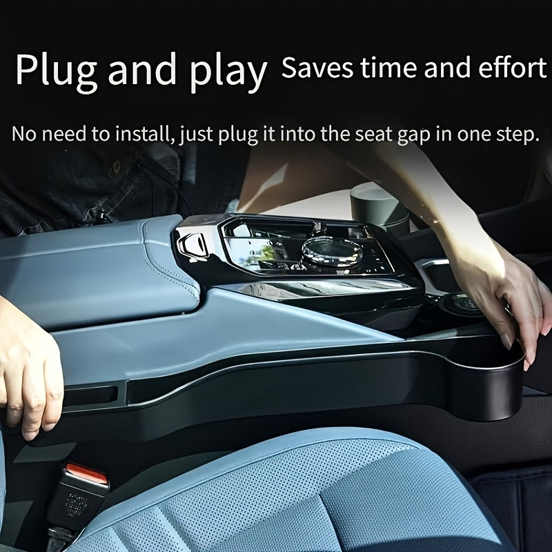 Car Seat Storage Box (With Cup Holder And Phone Slot) - Large Capacity Key/Card Storage, Non-Slip Front Armrest Tray, Easy-Clean PP Hard Material, Perfect Christmas Gift