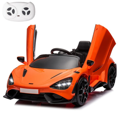 12V Kids Ride On Car Electric Vehicle with Hydraulic Doors Remote Control LED Lights MP3 Player 3 Speeds Smooth Start Birthday Christmas Gift Boys Girls