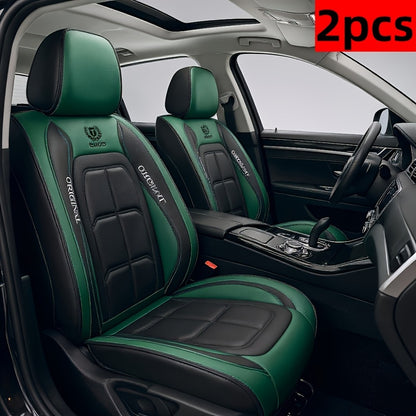 Car Seat Covers Faux Leather – Sporty Full-Coverage for Driver & Passenger, Universal Fit for Sedans, SUVs & Trucks, Green & Blue