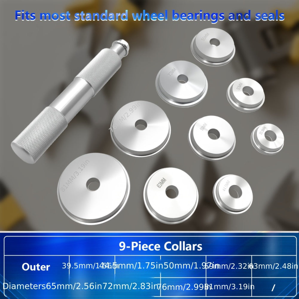 Bearing Press Kit 10-Piece – Bearing Race & Seal Bushing Driver Installation Set with 9 Double-Sided Adapters for Automotive Bearing Installation
