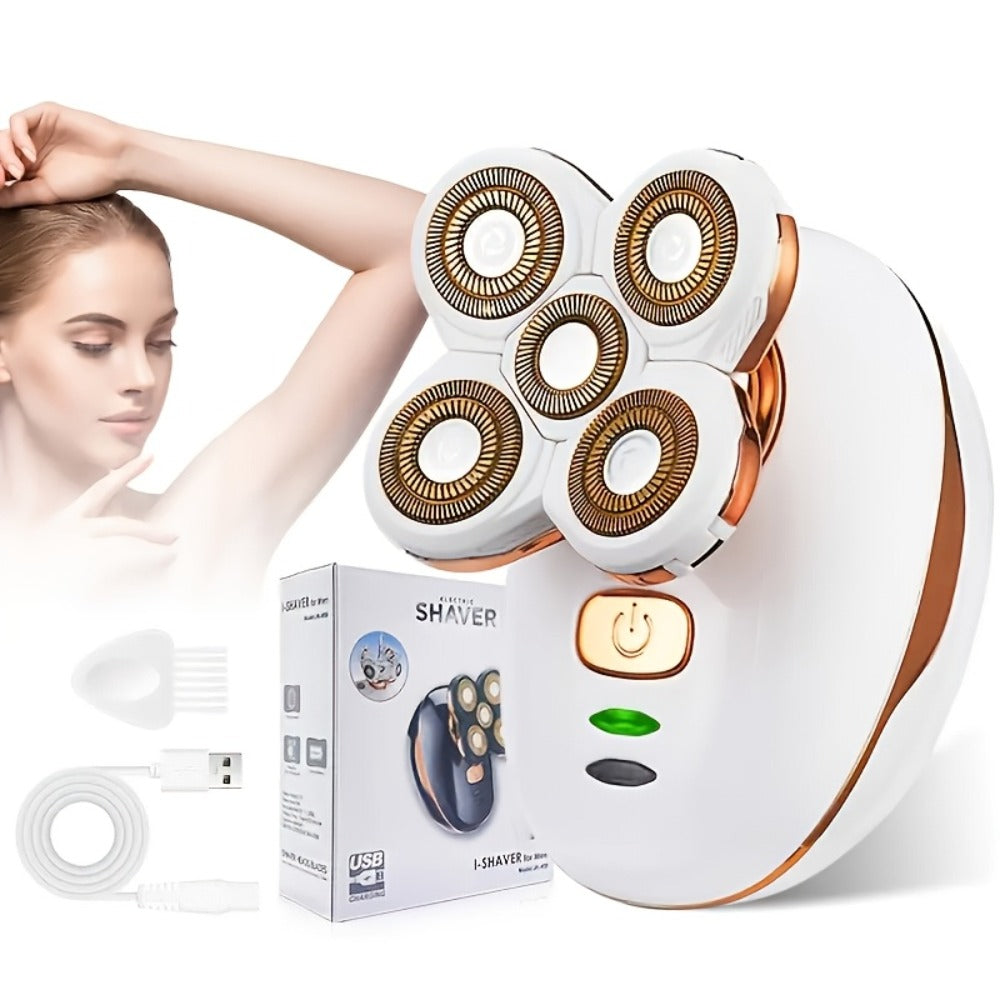 Painless Women's Electric Razor & Bikini Trimmer Cordless Rechargeable Hair Removal for Legs Armpits Face Bikini Line Wet Dry Portable Ladies Body Shaver Grooming Device White Black