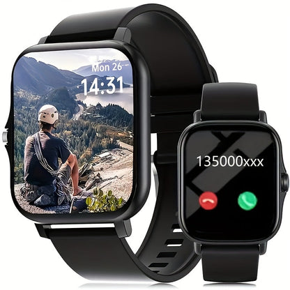 Bluetooth Calling Smartwatch with 1.83" Full Touch Screen, Multiple Sport Modes, Music Control & Sedentary Reminder – Fitness Tracker Watch Compatible with Android & iPhone for Men and Women, Dual Strap