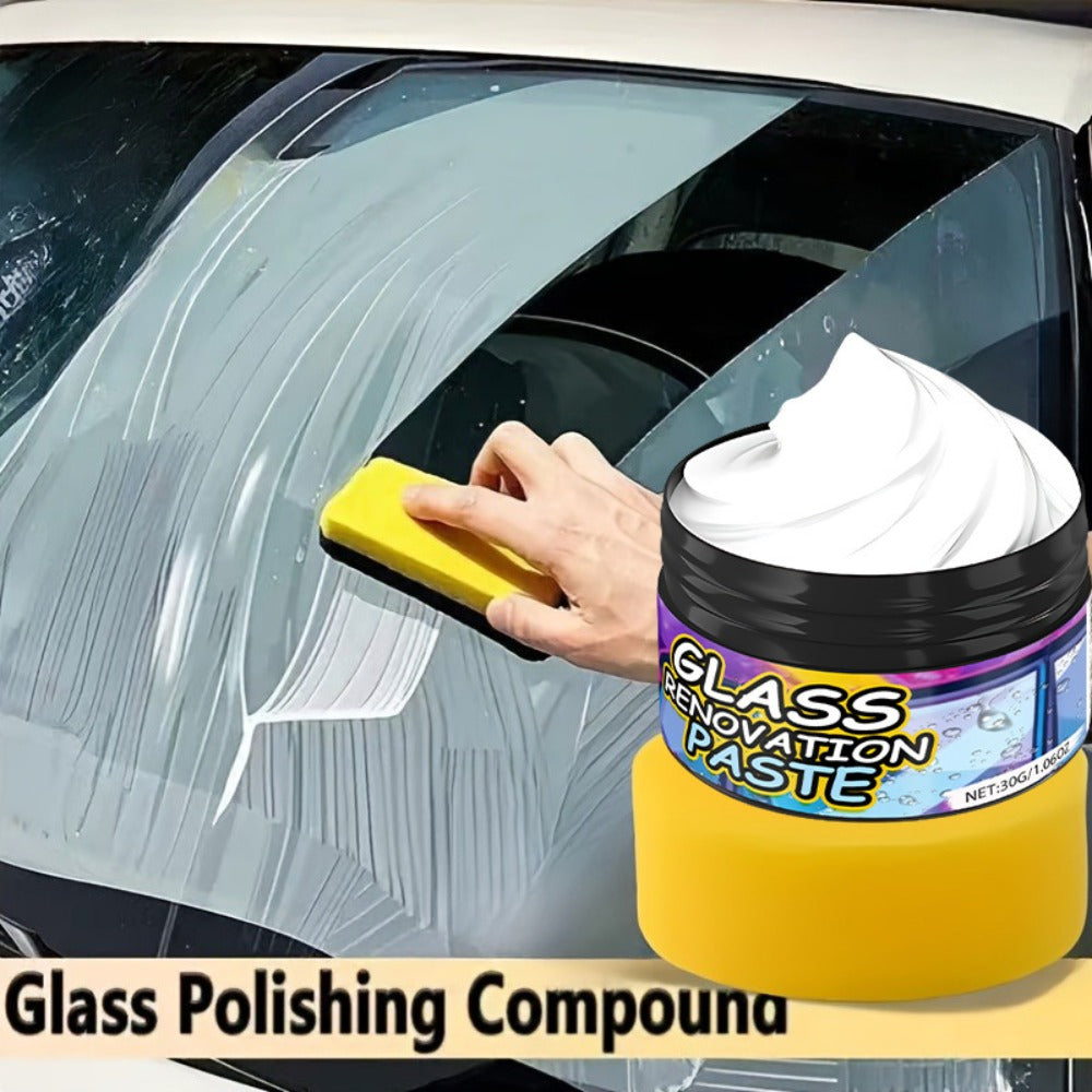 Car Glass Polishing Compound 30g – Windshield & Rearview Mirror Scratch Remover, Brightening Polish with Protective Coating for Auto Glass Restoration