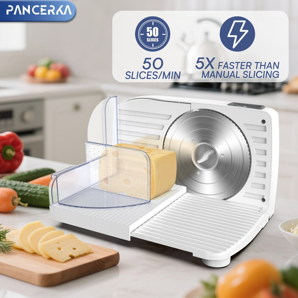 Electric Meat Slicer 0-15mm Adjustable Thickness – Home & Commercial Deli Food Cutter for Meat, Vegetables, Fruits, Bread & Lamb, Stainless Steel Blade, Easy to Clean Kitchen Slicing Machine