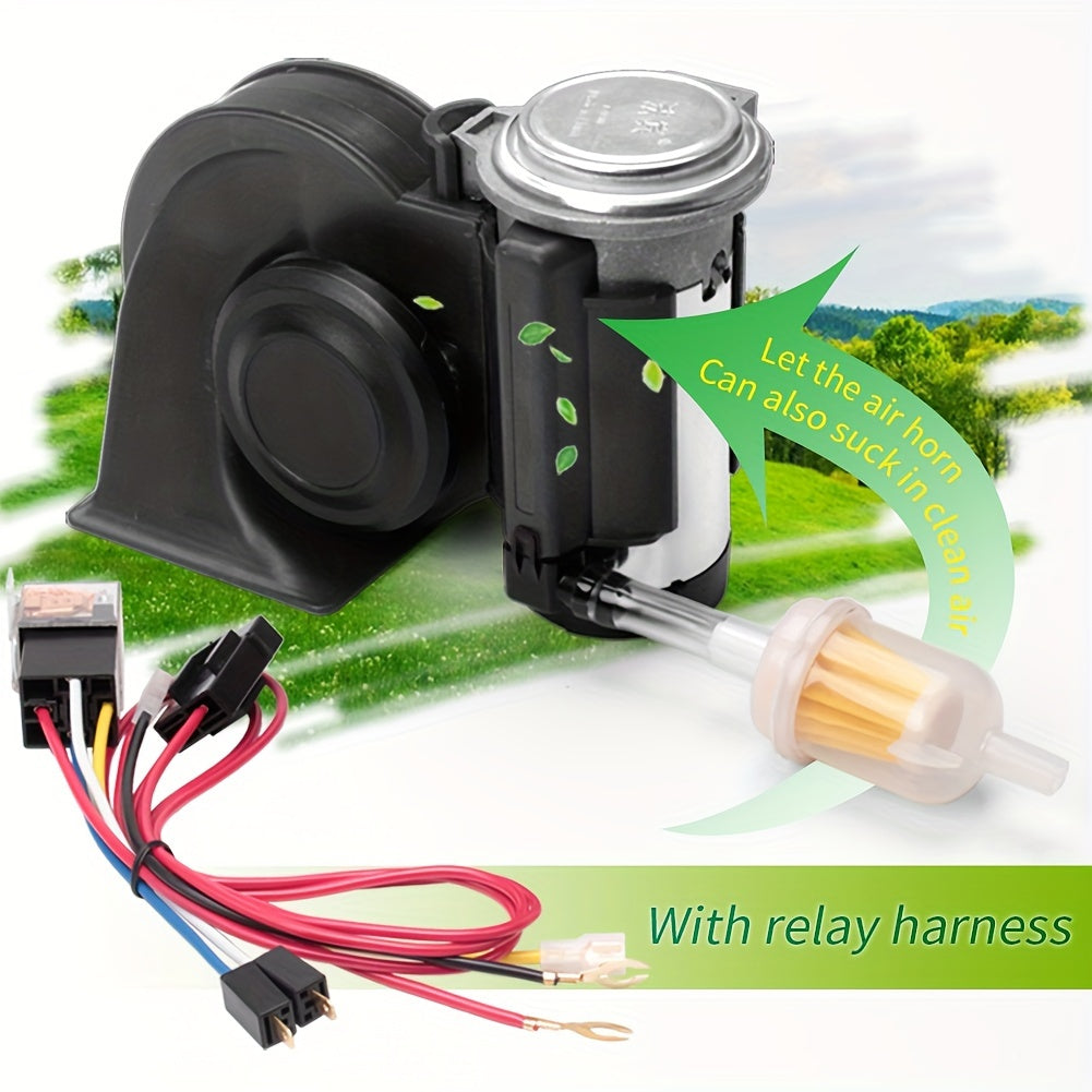 Snail Air Horn Kit Super Loud 12V 24V for Truck Car Motorcycle with Copper Compressor Relay Harness & Button Universal Fit - Black Red Mini & 2-Pack Options