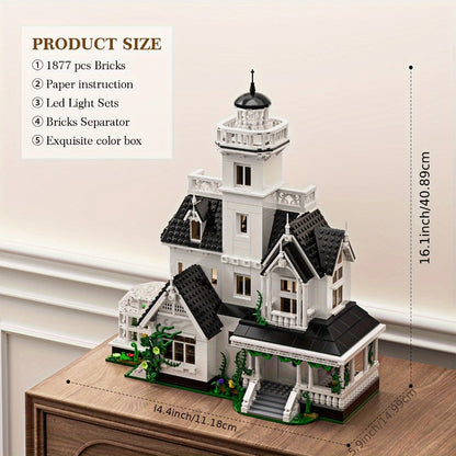 Owen's House Building Block Set 1877pcs – Victorian Architecture Movie-Inspired Collectible Brick Kit with Interior Details, 3 Floors & Observation Deck, Adult Teen Gift Birthday Christmas Halloween