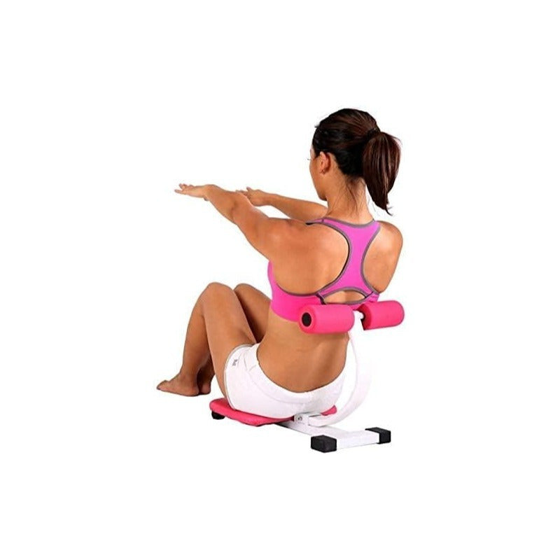 Ab Crunch Trainer Machine with Back Massager Roller Dual Resistance Sit-Up Assistant Lower Back Support Includes Yoga Mat Workout Guide Home Gym Fitness Gift