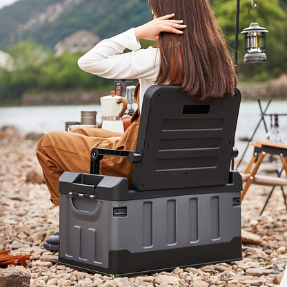 Portable Camping Stool with Backrest & Storage Compartments – Foldable Outdoor Fishing Seat, Lightweight Ergonomic Design for Hiking, Travel, Car Trips & Outdoor Adventures, Optional Waterproof Bag Included