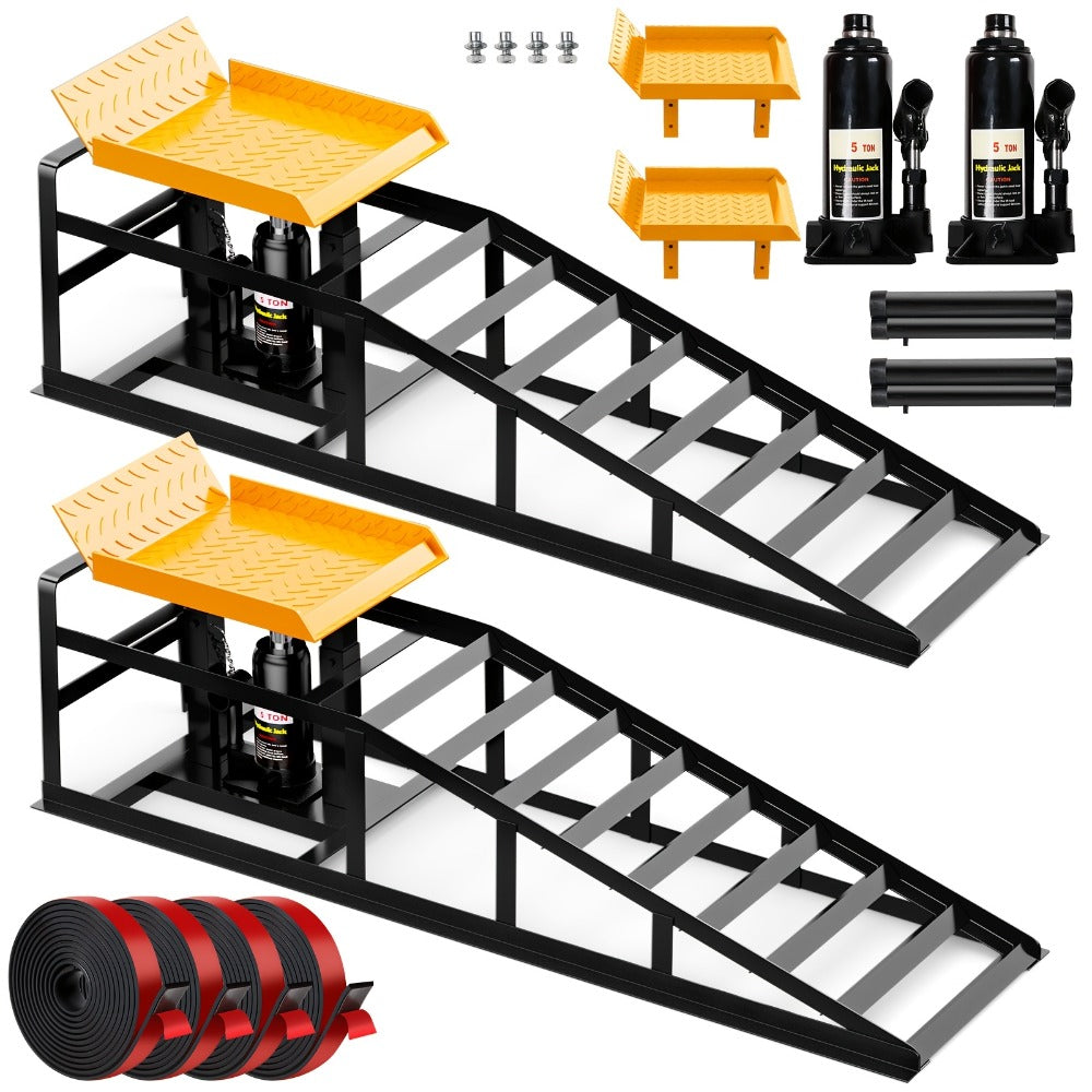Hydraulic Car Ramps 2-Pack 10000 LB Heavy Duty Vehicle Lift Ramp Adjustable Height 9.84-14.96 Inch for Oil Change Undercarriage Repair Home Garage & Shop