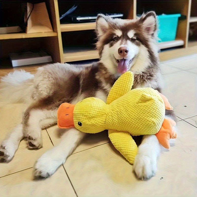 Large Plush Duck Dog Toy with Squeaker - Bite-Resistant Soft Chew Toy for Puppies & Large Breed Dogs, Durable Teething Toy for Golden Retrievers Corgis Pomeranians & All Breeds
