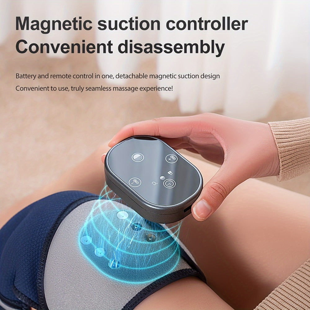 Electric Heated Knee Massager 3-in-1, Vibrating Heating Pad for Knee Shoulder Elbow, 5 Temperature Settings 45-65°C, 3-Speed Massage, Wireless Wearable Pain Relief Wrap