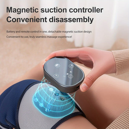 Electric Heated Knee Massager 3-in-1, Vibrating Heating Pad for Knee Shoulder Elbow, 5 Temperature Settings 45-65°C, 3-Speed Massage, Wireless Wearable Pain Relief Wrap