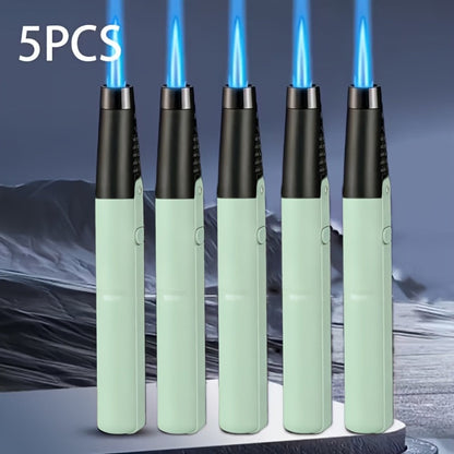 1300°F Torch Lighter 5pcs Blue Flame Windproof Refillable with Safety Lock - Jet Flame for Candles, Grill, BBQ & Camping | Gift Box Available | Butane Not Included