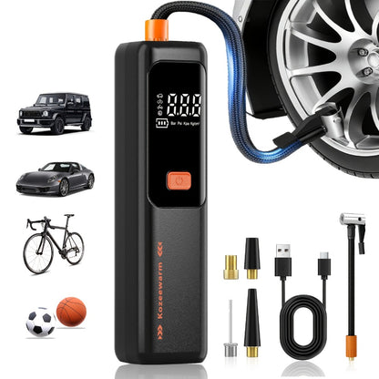 Cordless Tire Inflator Portable Air Compressor – USB-C Rechargeable, Digital Gauge, 3X Fast Inflation for Car Tires, Bikes, Motorcycles & Sports Balls