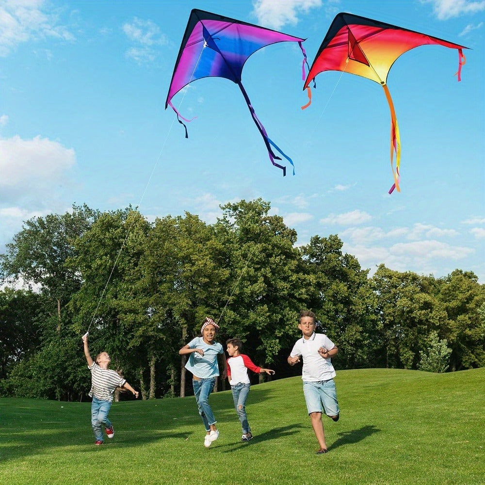 Large Delta Kite 3 Pack for Kids & Adults – Gradient Easy-to-Fly Kites with 58-Inch Wingspan & 262.5 Ft String, Stable in Light Wind | Best Outdoor Beach Park Gift for Boys and Girls