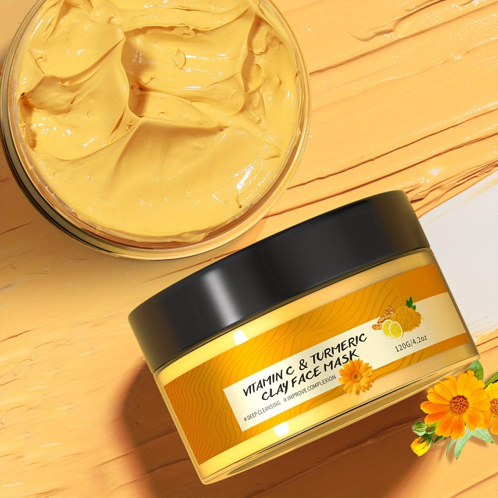 Turmeric Vitamin C Mud Mask 100ml - Deep Cleansing Pore Minimizer Brightening Firming Moisturizing Face Mask, Dark Spot Remover Radiant Skin Weekly Skincare for Women