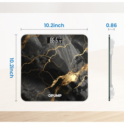 OPUMP Bathroom Scale 400lb – Highly Accurate Digital Body Weight Scale with Backlit LED Display, Batteries Included, Measures up to 400lb/180kg, Multiple Colors – Black Marble, Bronze, Sapphire & More