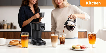 5-Cup Programmable Digital Coffee Maker – Auto Brew, Sneak-A-Cup Anti-Drip, Washable Basket Filter, Keep-Hot Plate & Water Level Window, Drip Coffee Machine for Home & Office – Black, White