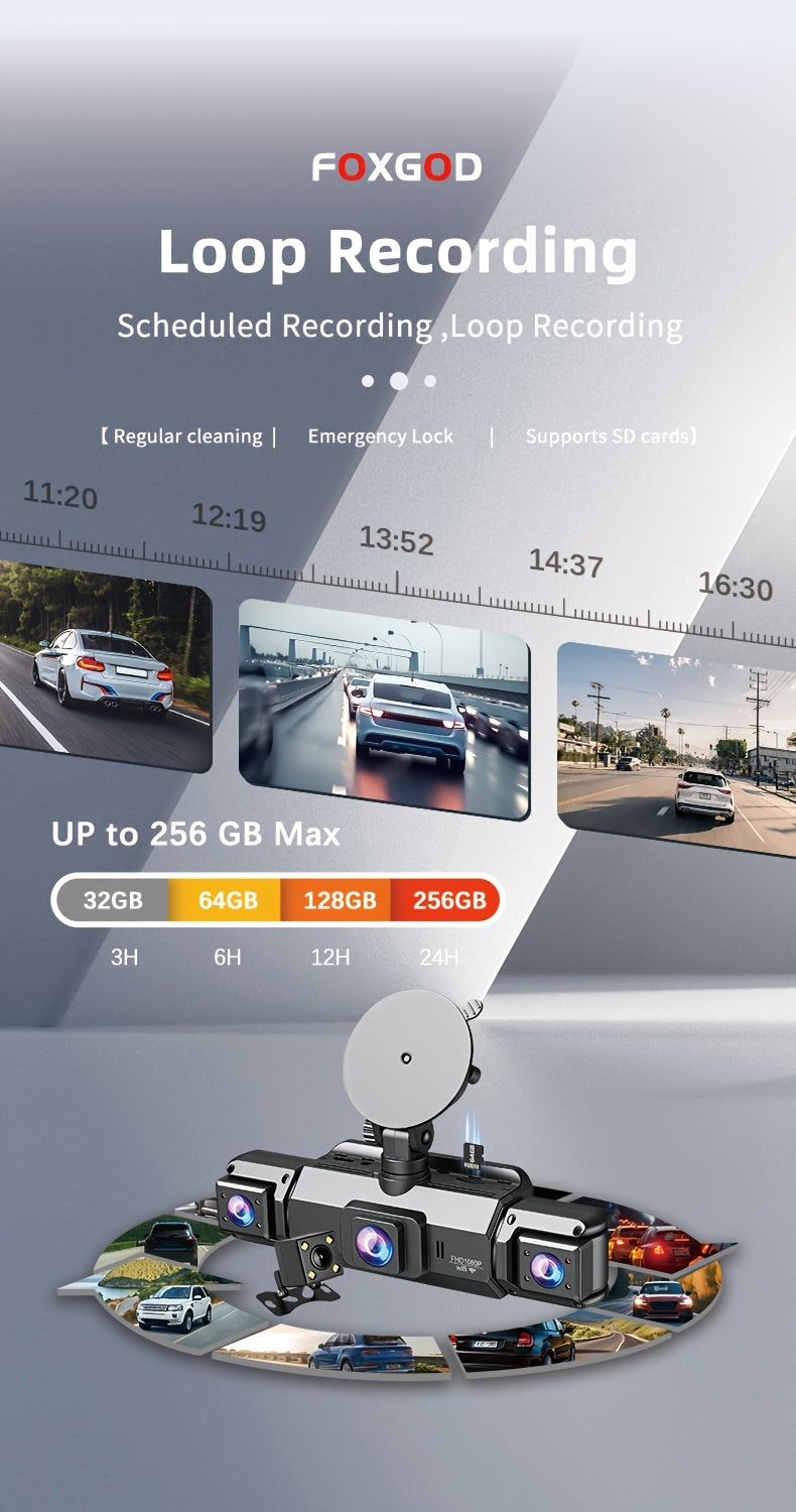 360 ° 3/4-channel 1080P High-definition Ultimate Safety Driving Recorder Set, Dash Camera for Cars, Night Vision, Loop Recording - Car, 24/7 Recording Parking Mode Monitor, WDR, G-Sensor, Optional 32GB Card