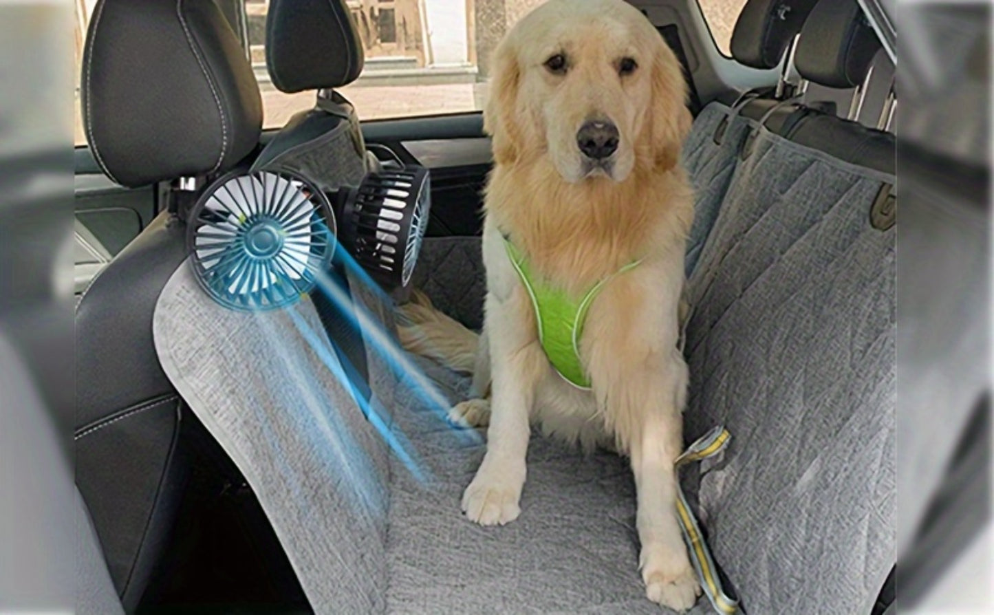 Car Fan for Back Seat - Dual Head USB Cooling Fan, Foldable 360° Rotation, Ultra-Quiet Motor, 70-Inch Cord, for Vehicle, Home & Office Use