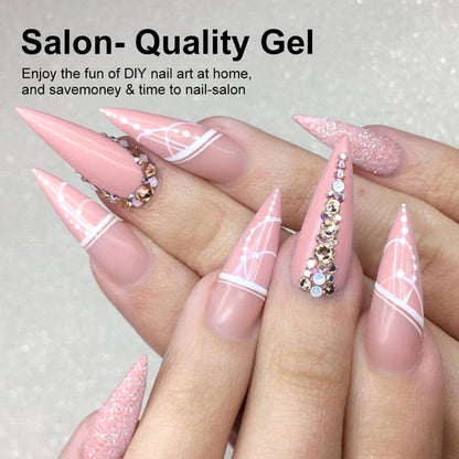 Gel Nail Polish Kit with UV Lamp & Electric Nail Drill - 12 Colors Gel Polish Set, Poly Extension Gel, Top & Base Coat, Glitter Nail Art Complete Starter Set for Home Salon, Beginner Gift