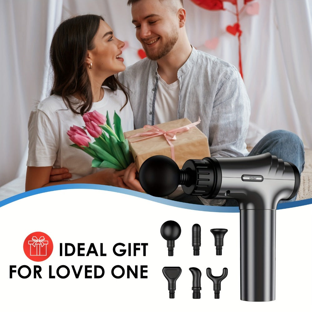 Massage Gun Deep Tissue - GVBER 6-Head Handheld Muscle Massager for Body Pain Relief, Relaxation & Recovery - Gift for Women Men