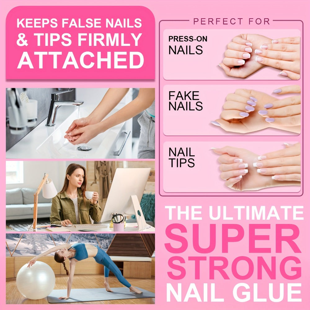 Brush-On Nail Glue Maximum Strength 0.27oz by SHEFFYA – Long-Lasting Mess-Free Precision Applicator for Press-On Nails, Nail Tips & Acrylic Nails, Salon & DIY Home Nail Art, 2pc 5pc 10pc Value Sets